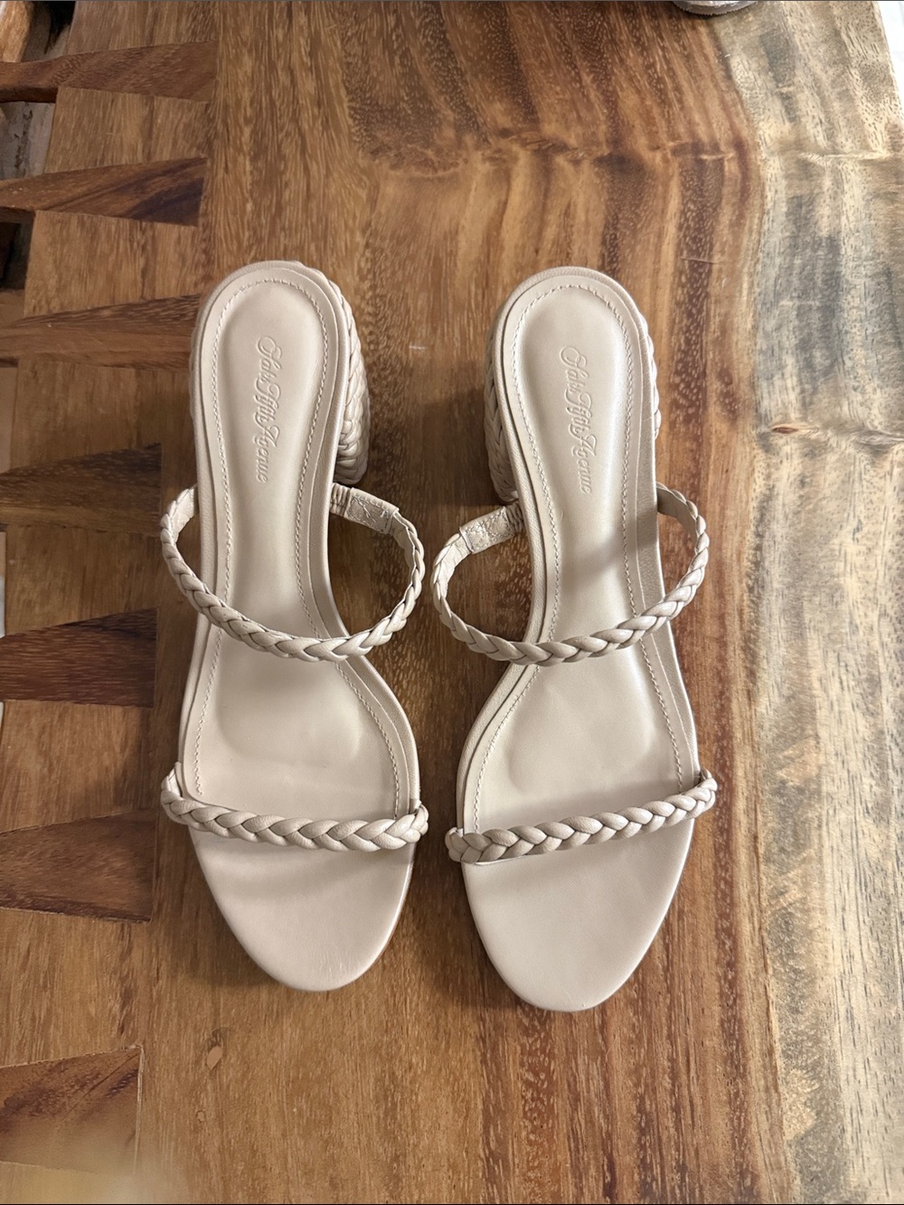 Saks Fifth Avenue Braided Double-Strap Sandals in Cream